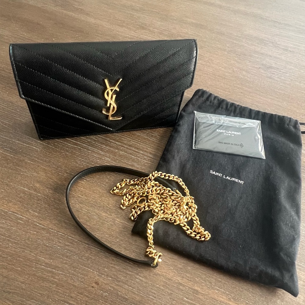YSL chevron chain on wallet